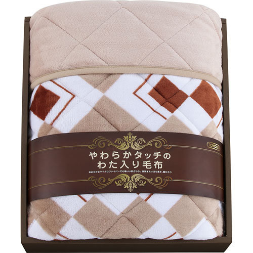 やわらかタッチの国産わた入り毛布 L5078520