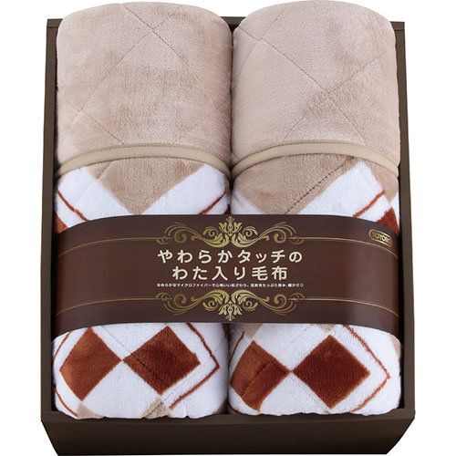 やわらかタッチの国産わた入り毛布2P L5078558