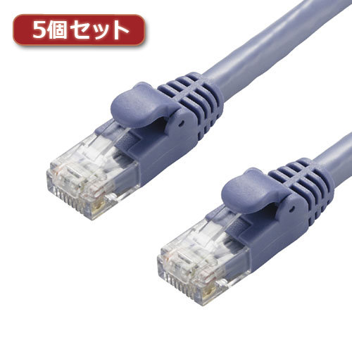 5個セットエレコム LANケーブル/CAT6A/スタンダード/50m/ブルー LD-GPA/BU50X5