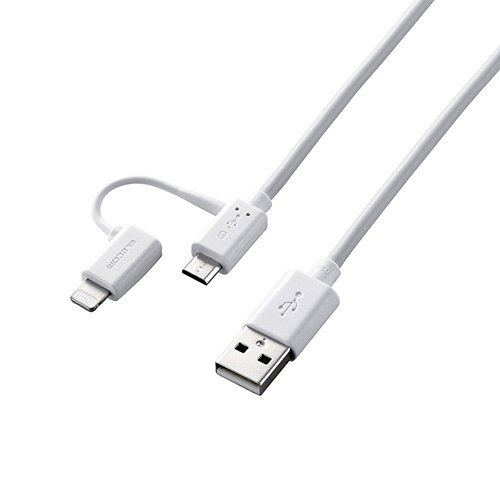 5個セット エレコム スマートフォン用USBケーブル/2in1/microUSB＋Lightning/1.2m/ホワイト MPA-AMBLAD12WHX5 9,312円