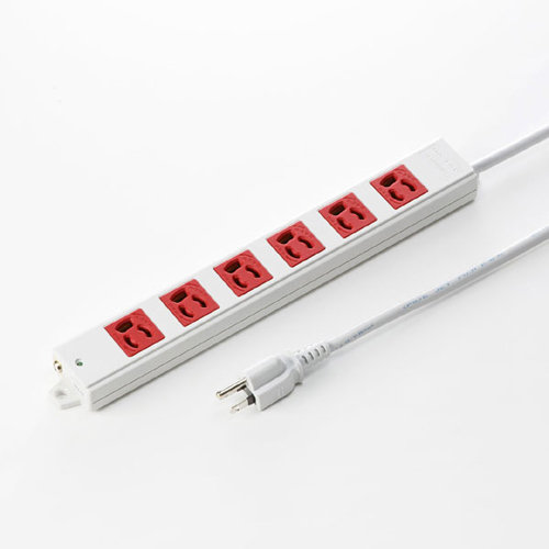 サンワサプライ 3P、3m、6個口タップ赤色（緊急用） TAP-K6-3R 4,776円