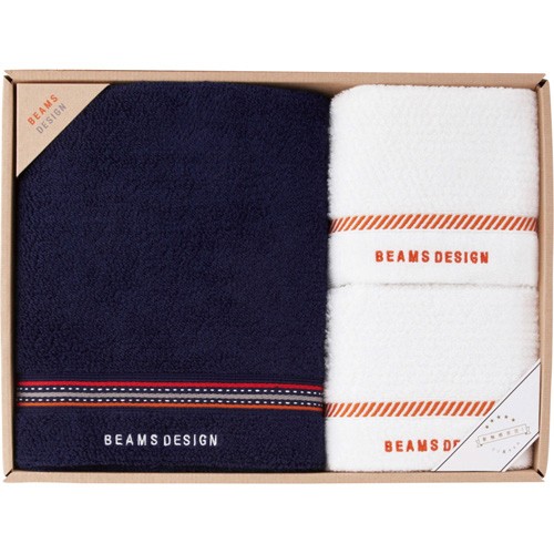 BEAMS DESIGN ラインドット バスタオル＆フェイスタオル2P C2097630