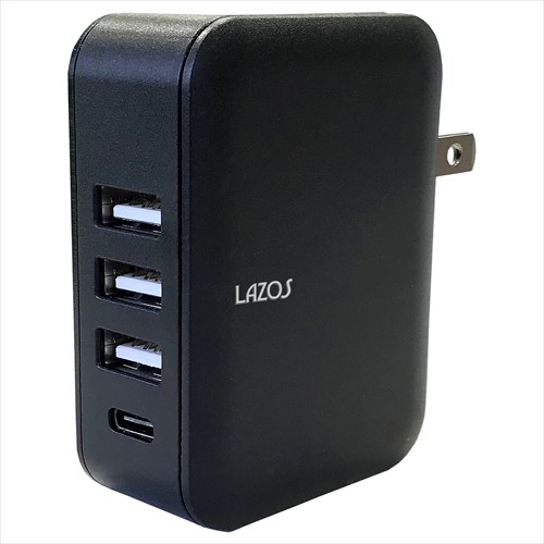 5個セット Lazos 3＋1口 AC4.8Aアダプター ブラック L-AC4.8BX5