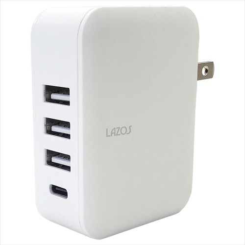 5個セット Lazos 3＋1口 AC4.8Aアダプター ホワイト L-AC4.8WX5