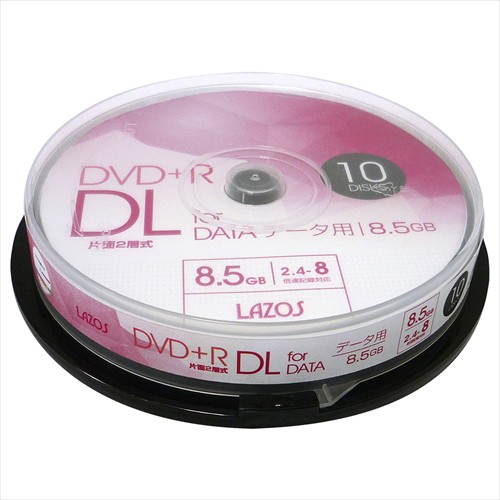 200枚セット（10枚X20個） Lazos データ用DVD＋R DL L-DDL10PX20
