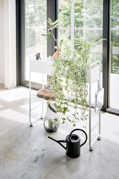 キャスター付き 玄関収納ラック タワー ホワイト