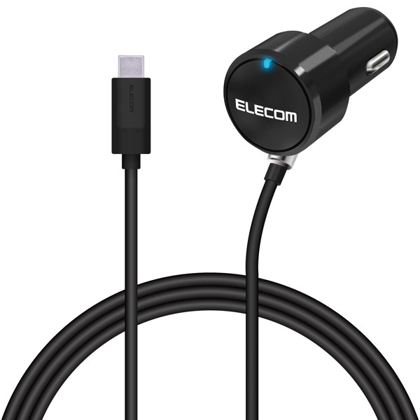 カーチャージャー/Type-C/USB-C/ストレートタイプ/1.5m/3.0A/インジケーター搭載/ブラック MPA-CCC07BK