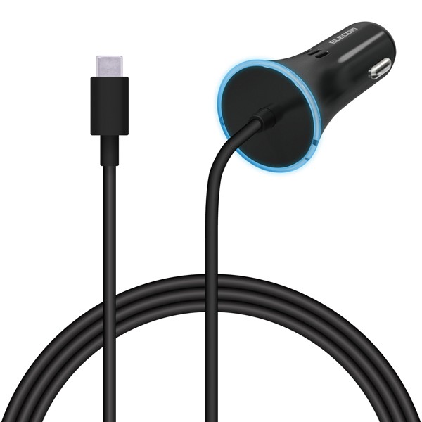 カーチャージャー/Type-C/USB-C/USB Power Delivery認証/ストレートタイプ/1.5m/18W/インジケーター搭載/ブラック MPA-CCCPD01BK