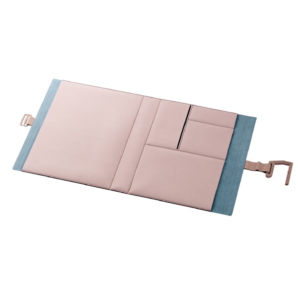 デスクマット/MINIO/ポケット付/コーラルベージュ×ゼニスブルー