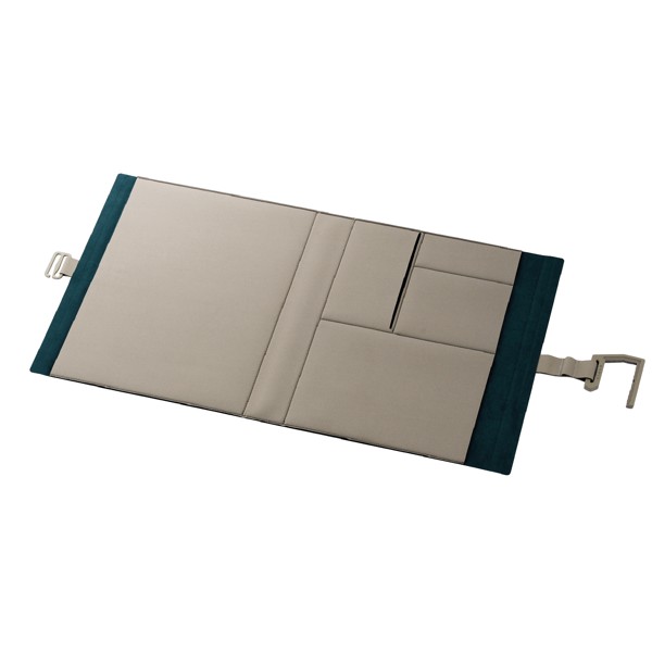 デスクマット/MINIO/ポケット付/サンドグレー×ボトルグリーン