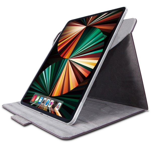 iPad Pro 12.9inch 第5世代 2021年モデル/フラップケース/ソフトレザー/360度回転/ブラック
