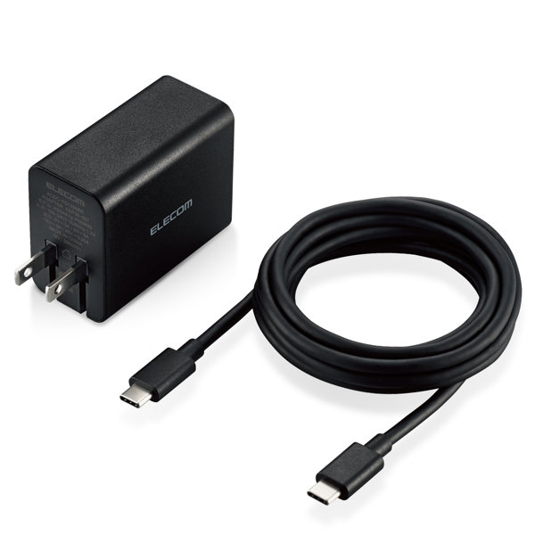 ACアダプター ノートパソコン用 PD対応 65W タイプC 急速充電 GaN（窒化ガリウム） Type-C-Cケーブル付属 2m ブラック ACDC-PD1265BK