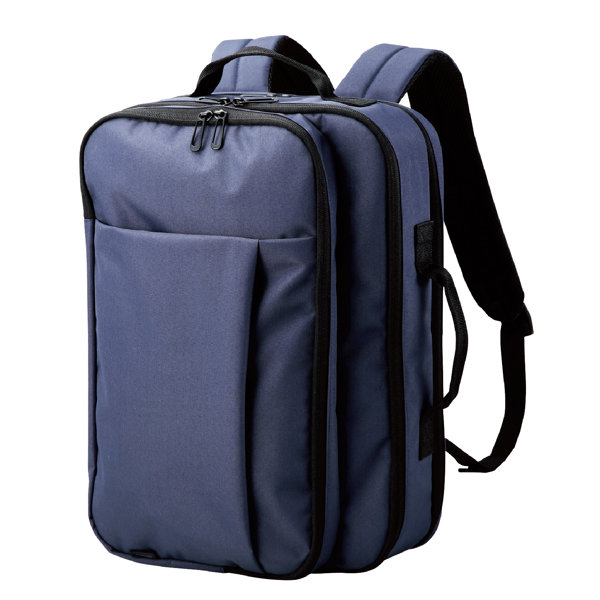 リュック バックパック ビジネスバッグ 15.6インチ 2way ポリエステル ポケット×3 ネイビー