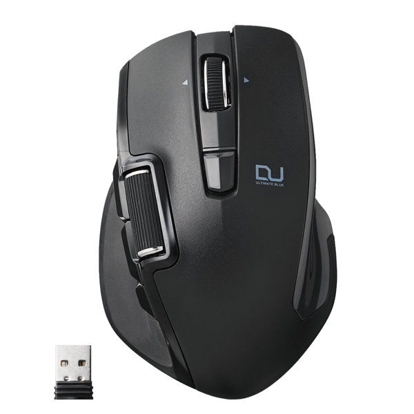 Ultimate Blueマウス DUALシリーズ ハードウェアマクロ搭載 サイドホイール 高速スクロール 無線 Lサイズ 6ボタン ブラック