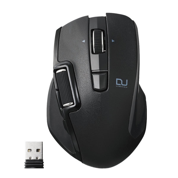 Ultimate Blueマウス DUALシリーズ ハードウェアマクロ搭載 サイドホイール 高速スクロール 無線 Mサイズ 6ボタン ブラック