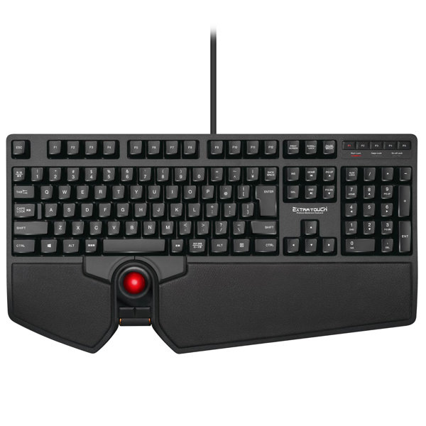 有線フルキーボード メンブレン式 メカニカルライク トラックボール付 リストレスト付 USBハブ付 ハードウェアマクロ対応 ブラック TK-TB01UMBK 7,717円