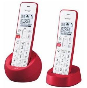 SHARP JD-S08CW-R デジタルコードレス電話機 子機2台 レッド系