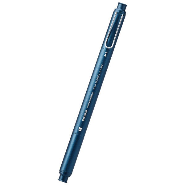 タッチペン スタイラスペン 2WAY （ ディスク ＋ 超感度 ） ペン先交換可 キャップ付 高密度ファイバーチップ採用 ネイビー