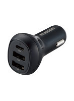 シガーソケット カーチャージャー 36W 3ポート USB Type-C ×1 USB A ×2 PD対応 超高速充電 おまかせ充電 iPhone Android 各種対応 車 充電器 ブラック MPA-CCPD06BK
