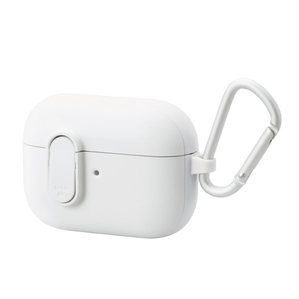 AirPods Pro （2019年） 用 ケース カバー TPU TOUGH SLIM Lock ロック機能 カラビナ付 落下防止 ワイヤレス充電対応 MagSafe充電対応 衝撃吸収 ホワイト