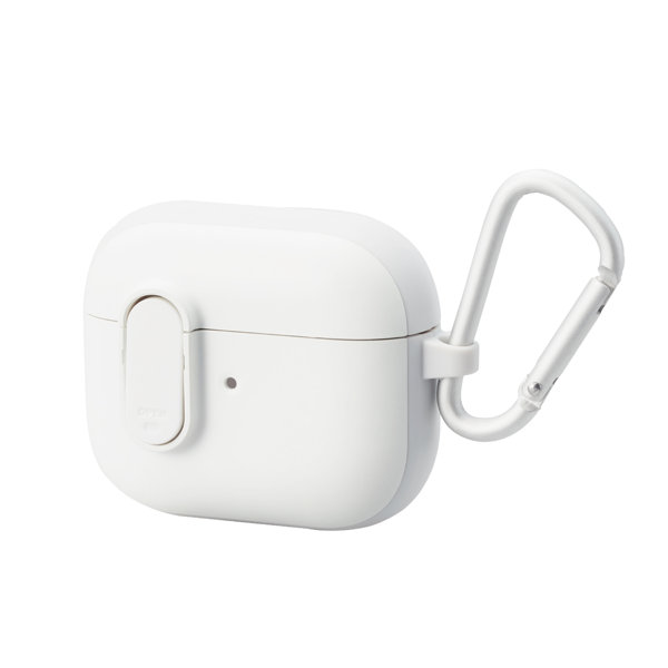 AirPods 第3世代 （2021年） 用 ケース カバー TPU TOUGH SLIM Lock ロック機能 カラビナ付 落下防止 ワイヤレス充電対応 MagSafe充電対応 衝撃吸収 ホワイト