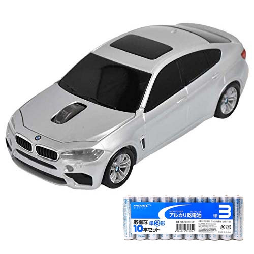 LANDMICE BMW X6シリーズ 無線カーマウス 2.4Ghz 1750dpi シルバー ＋ アルカリ乾電池 単3形10本パックセット BM-X6M-SV＋HDLR6/1.5V10P