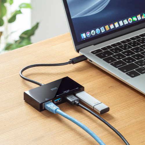 サンワサプライ USB Type-Cハブ付き ギガビットLANアダプタ USB-3TCH19RBKN サンワサプライ USB Type-Cハブ付き ギガビットLANアダプタ USB-3TCH19RBKN