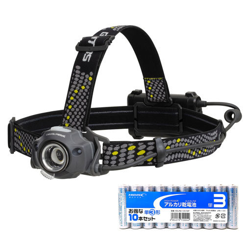 GENTOS センサースイッチ搭載モデル デルタピーク ＋ アルカリ乾電池 単3形10本パックセット DPX-318H＋HDLR6/1.5V10P の商品写真