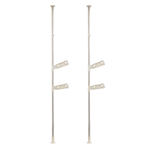 ベストコ ベランダ 突っ張り 物干し ステンレス 取り付け 幅9×奥行44～78×高さ220～300cm 3段タイプ ライトグレー NY-282