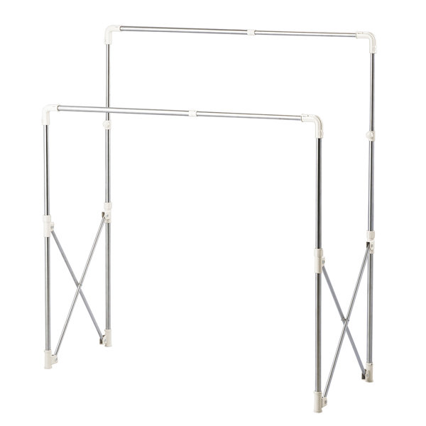 ベストコ ステンレス 多機能 物干し 幅97~150×奥行66×高さ122~160cmライトグレー NY-289