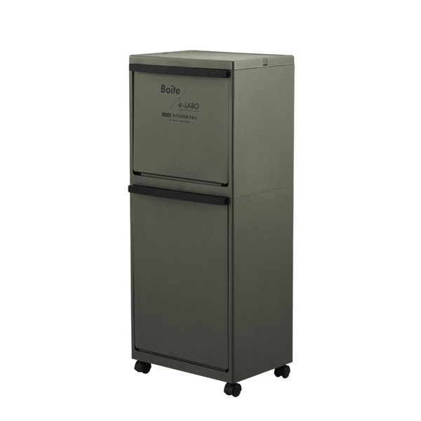 天馬 分別 ゴミ箱 2段 上段15L 下段25L カーキ 幅35×奥行27×高さ85cm ELB-3521 Boite e-LABO 多段分別 キャスター付き