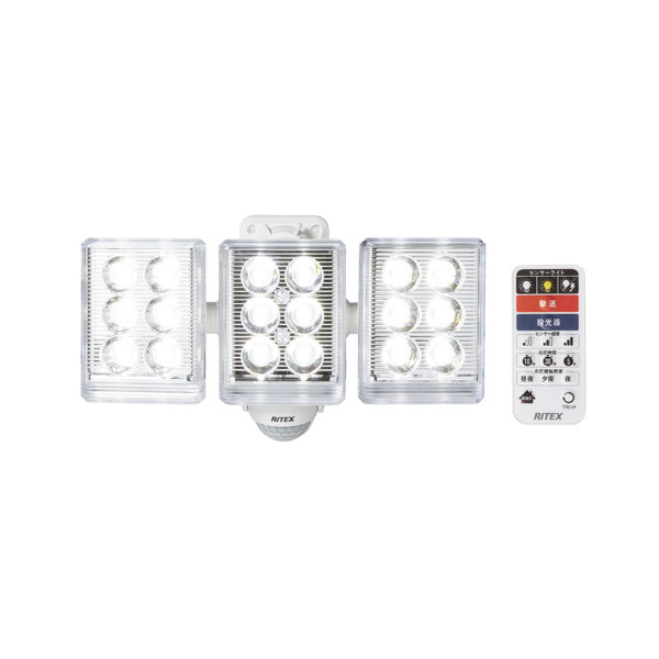 ムサシ RITEX フリーアーム式ミニLEDセンサーライト（9W×3灯） 「コンセント式」 LED-AC3027