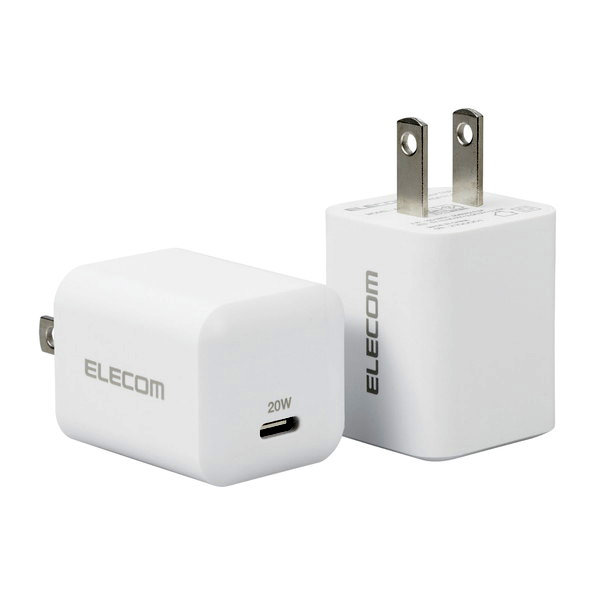 USB 充電器 2個セット PD対応 20W Type-C ×1ポート 小型 軽量 iPhone iPad スマートフォン Android 各種対応 PSE認証商品 ホワイト EC-AC12WH
