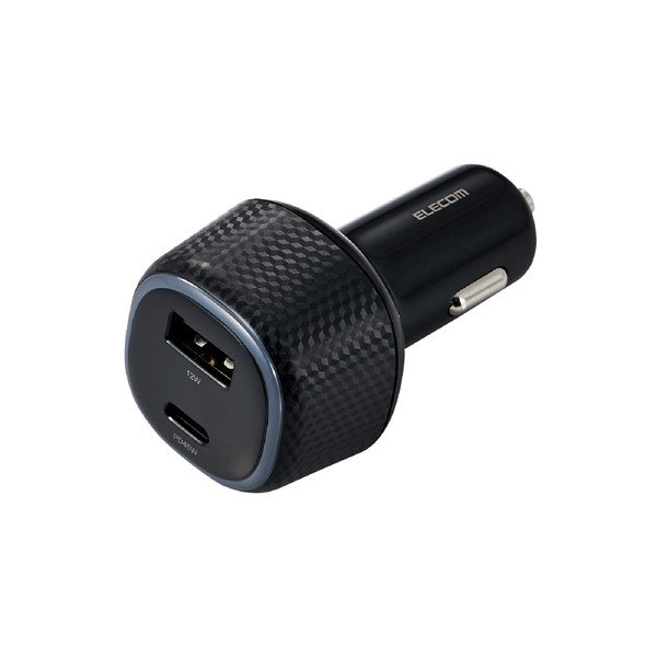 シガーソケット 最大合計出力57W 2ポート USB C ×1 USB A ×1 PD 45W LEDインジケーター搭載 【 MacBook Air iPhone iPad Android など各種対応 】 ブラック EC-DC10BK