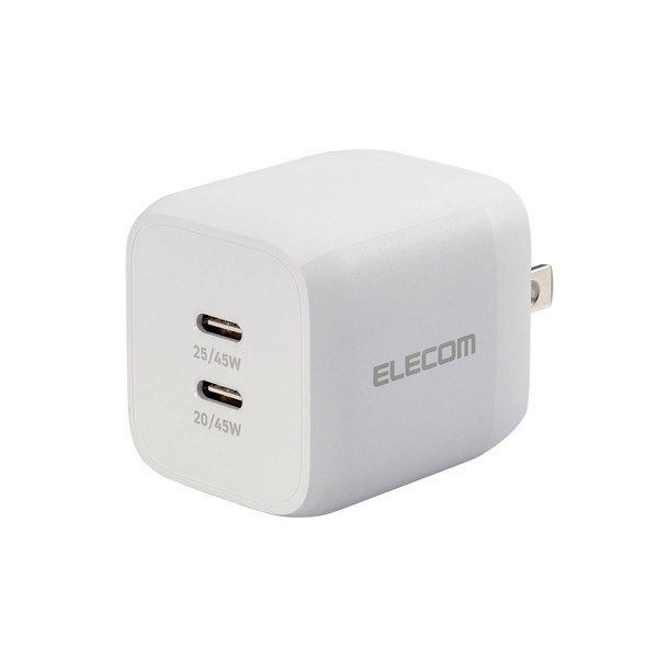 USB Type-C 充電器 PD PPS対応 出力 45W タイプC ×2 【 MacBook Air iPad iPhone Android Nintendo Switch 等対応 】 ホワイト EC-AC4245WH