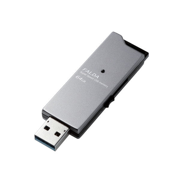 USBメモリ USB3.1（Gen1） 高速 200MB/s 64GB アルミ素材 ブラック 1年保証 MF-DAU3064GBK