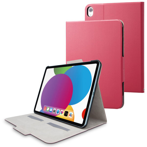 iPad 10.9インチ 第10世代 （ 2022 ） 用 ケース ソフトレザー カバー 手帳型 スリープ対応 マグネット フラップ フリーアングル カードポケット付 ピンク TB-A22RWVFUPN