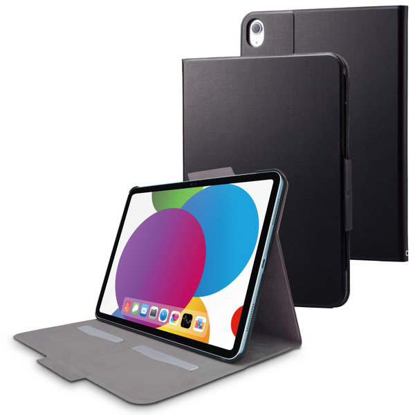 iPad 10.9インチ 第10世代 （ 2022 ） 用 ケース ソフトレザー カバー 手帳型 スリープ対応 マグネット フラップ フリーアングル カードポケット付 ブラック TB-A22RWVFUBK