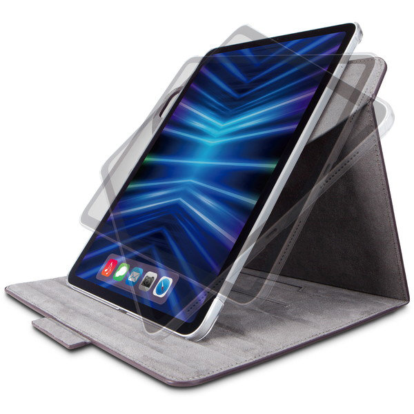 iPad Pro 11インチ 第4世代 （ 2022 ） 用 ケース ヴィーガンレザー カバー 手帳型 マグネット フラップ 360度回転 ハンドベルト付 スタンド機能付 ブラック TB-A22PM360BK