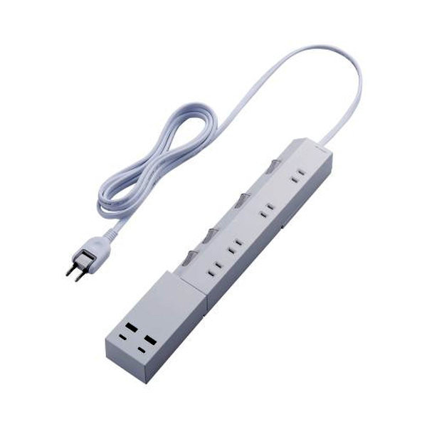 [電源タップ 延長コード USB付き 2.5m （ コンセント ×4 Type-C ×2 USB-A ×2 ） PD 対応  個別スイッチ フットパーツ付 ホワイト ECT-24425WH] 家電・日用品通販