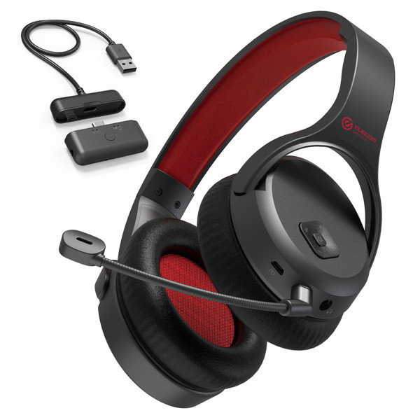 ゲーミングヘッドセット ワイヤレスヘッドホン 無線 2.4GHz （有線3.5mm接続可） マイク付 φ40mm ドライバー USBアダプター付 ミキサー機能付 ブラック HS-GMW70BK