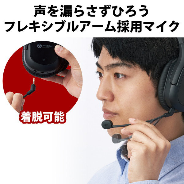 ゲーミングヘッドセット ワイヤレスヘッドホン 無線 2.4GHz （有線3.5mm接続可） マイク付 φ50mm ドライバー ミキサー機能付 3Dサラウンド対応 ブラック HS-GMW100BK
