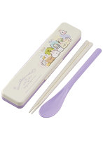 スケーター 抗菌コンビセットすみっコ うさぎのおにわ CCS3SAAG ケース:横18.8cm×縦4.7cm×高1.8cm、箸・スプーン:18cm