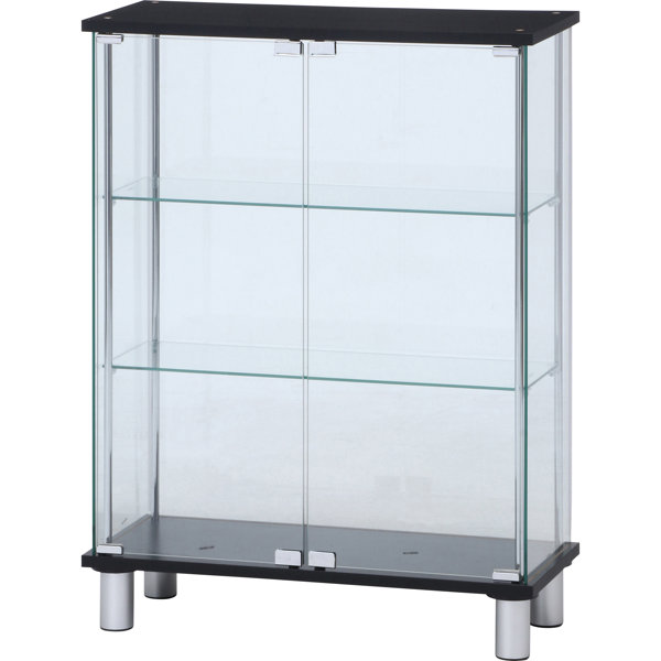 ガラスディスプレイケース3段 ワイド BK