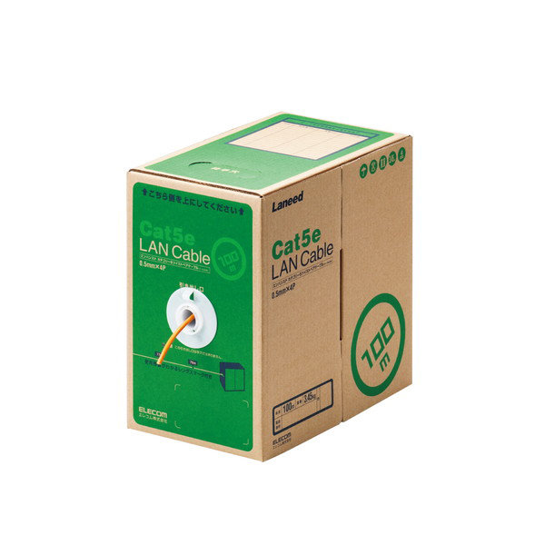 RoHS対応LANケーブル/CAT5E/100m/オレンジ/簡易パッケージ LD-CT2/DR100/RS