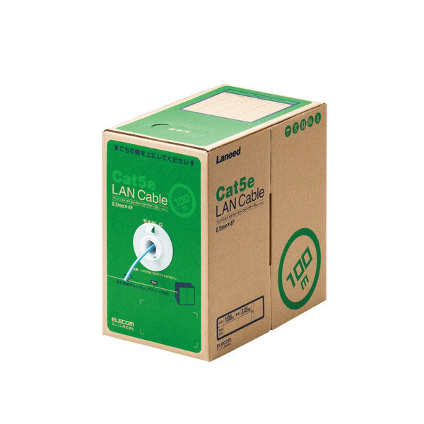 RoHS対応LANケーブル/CAT5E/100m/ライトブルー/簡易パッケージ LD-CT2/LB100/RS