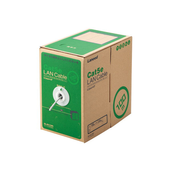 RoHS対応LANケーブル/CAT5E/100m/ライトグレー/簡易パッケージ LD-CT2/LG100/RS