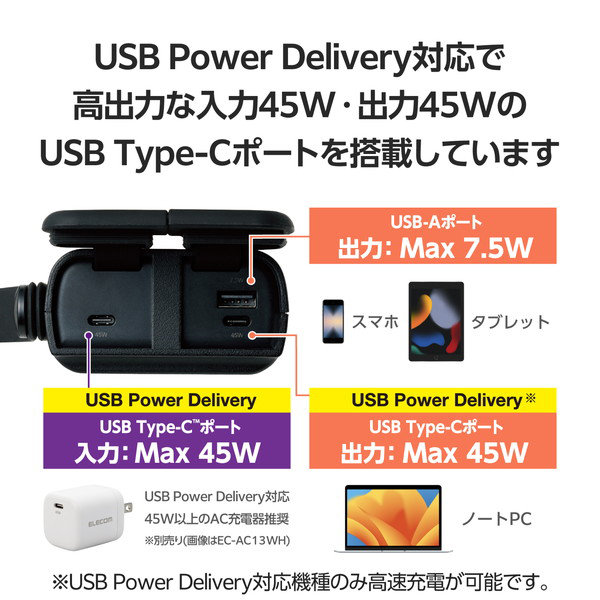 モバイルバッテリー 30000mAh 大容量 防水 防塵 IP44 PD 45W 入力( Type-C ×1) 出力( Type-C ×1 USB-A ×1) リン酸鉄リチウム ブラック DE-C41-30000BK モバイルバッテリー 30000mAh 大容量 防水 防塵 IP44 PD 45W 入力( Type-C ×1) 出力( Type-C ×1 USB-A ×1) リン酸鉄リチウム ブラック DE-C41-30000BK