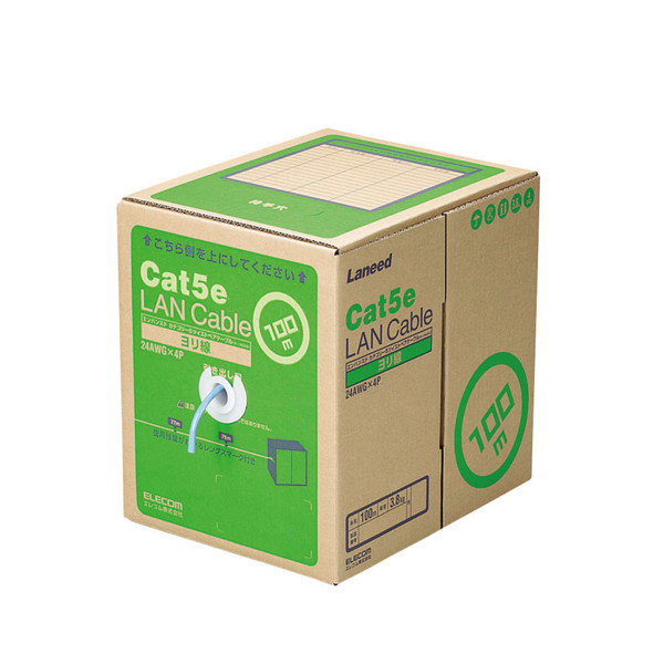 RoHS対応LANケーブル/CAT5E/100m/ブルー/簡易パッケージ/ヨリ線仕様 LD-CT2/BU100YR