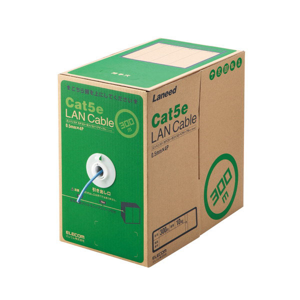 RoHS対応LANケーブル/CAT5E/300m/ブルー/簡易パッケージ LD-CT2/BU300/RS
